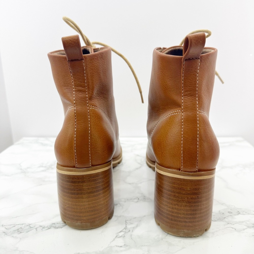 Kork-Ease Chelsea Brown Lace Up Stacked Heel Lug Sole‎ Ankle Boots Size 10M - Picture 4 of 7